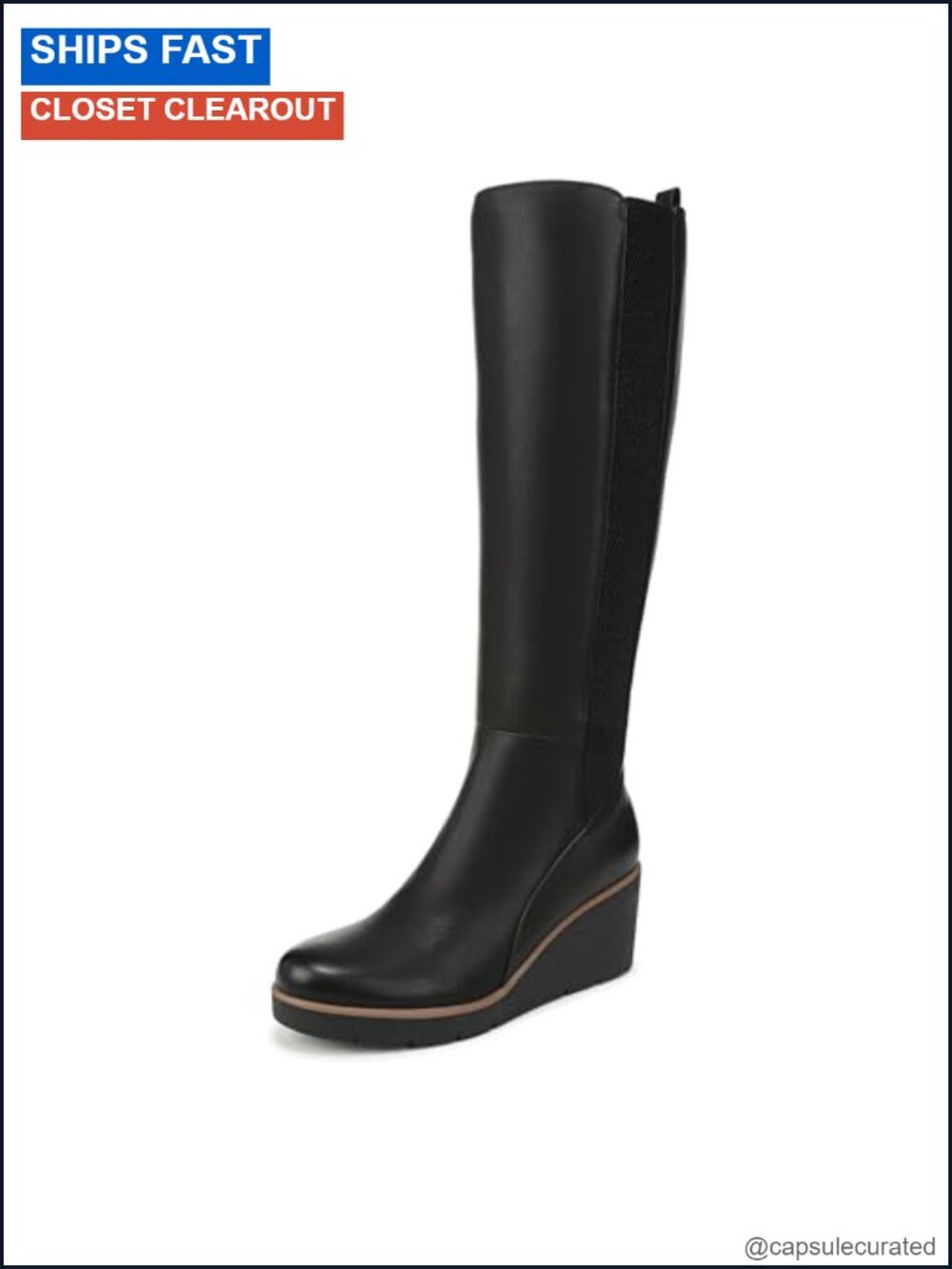 Knee High Wedge Boots Women Comfortable Memory Foam Zip Closure